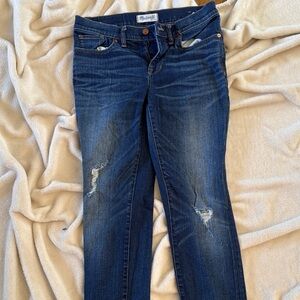 Madewell Dark Blue Distressed Skinny Jeans